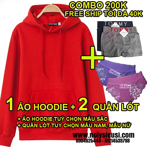 (Miễn Phí Vận Chuyển) Combo 1 áo hoodie unisex 2t store + 2 quần lót nam nữ tùy chọn | BigBuy360 - bigbuy360.vn