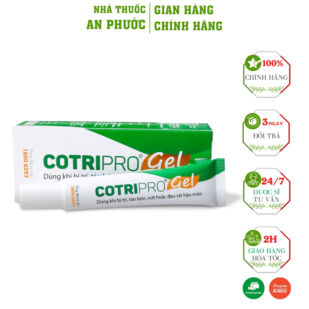 Cotripro Gel Bôi Trỉ ⚡ CAM KẾT CHÍNH HÃNG ⚡ Gel Bôi Trĩ Nội, Trĩ Ngoại Tuýp 25g