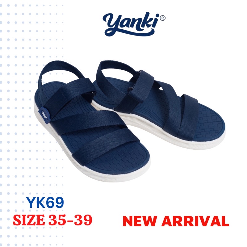 Dép Quai Hậu Nữ Đi Học YANKI Chính Hãng Quai Chéo YK69 - Xanh Navy