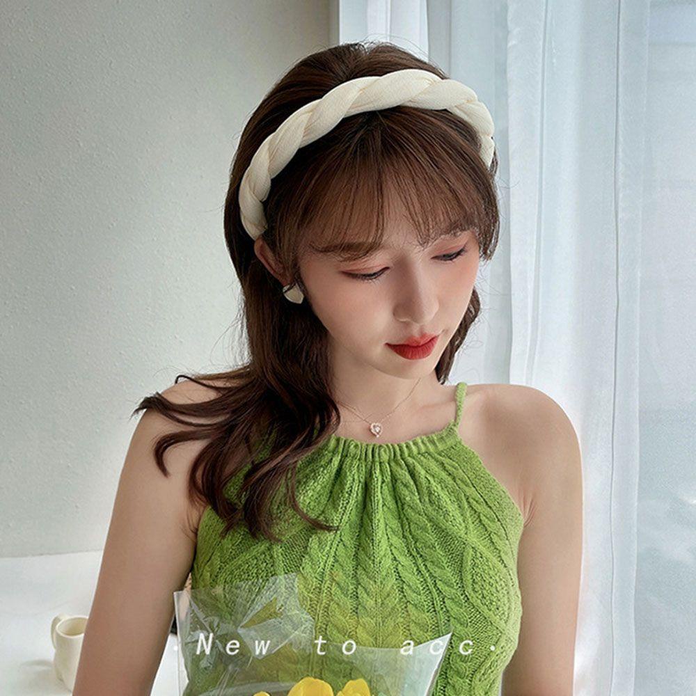 Băng Đô Cài Tóc Dạng Xoắn Chống Trượt Màu Trơn Thời Trang Cho Nữ