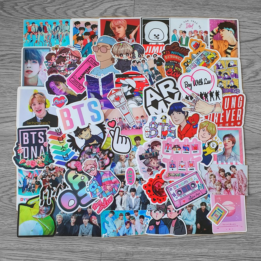 Set hình dán BTS Kpop sticker siêu hot sticker pvc chống nước cao cấp, không bay màu