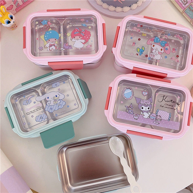 Sanrio Sanrio Sanrio Sanrio 🌺 Hộp Đựng Cơm Trưa Hai Tầng Cách Nhiệt Bằng Thép Không Gỉ Dễ Sử Dụng