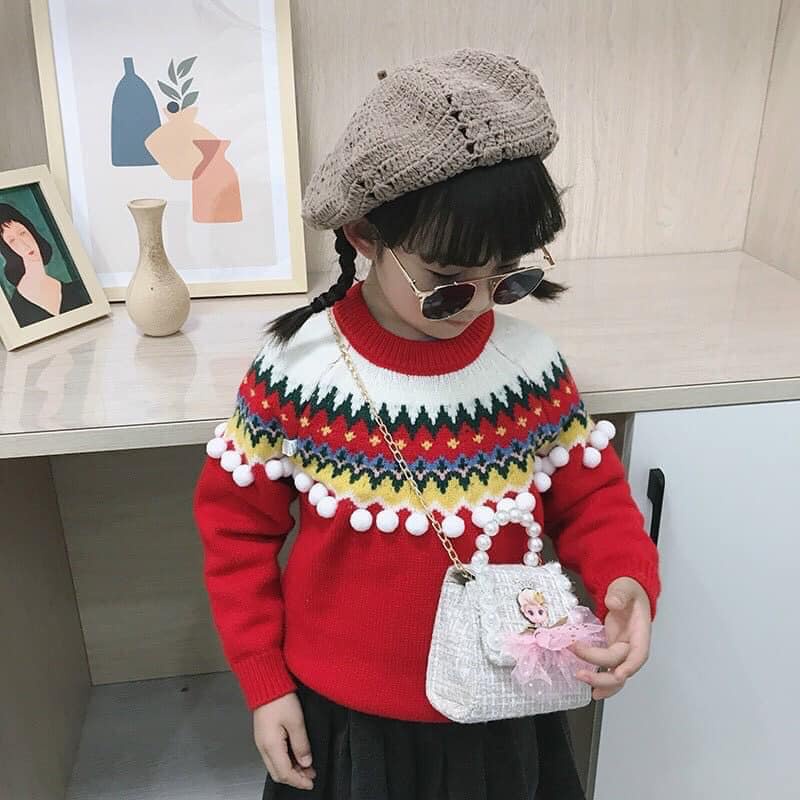 Túi đeo chéo cho bé họa tiết búp bê xinh xắn