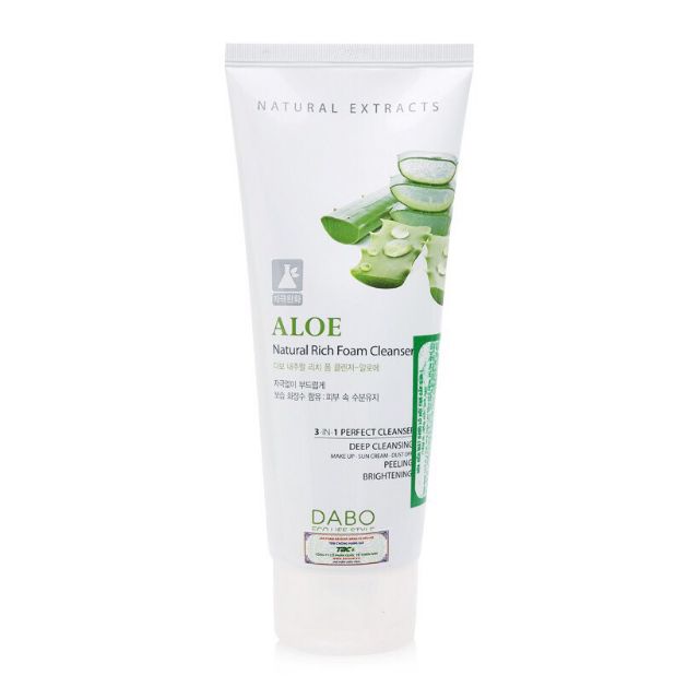 [CISNH HÀNG] Sữa rửa mặt lô hội 3-in-1 Dabo Aloe Natural Rich Foam Cleanser 180ml