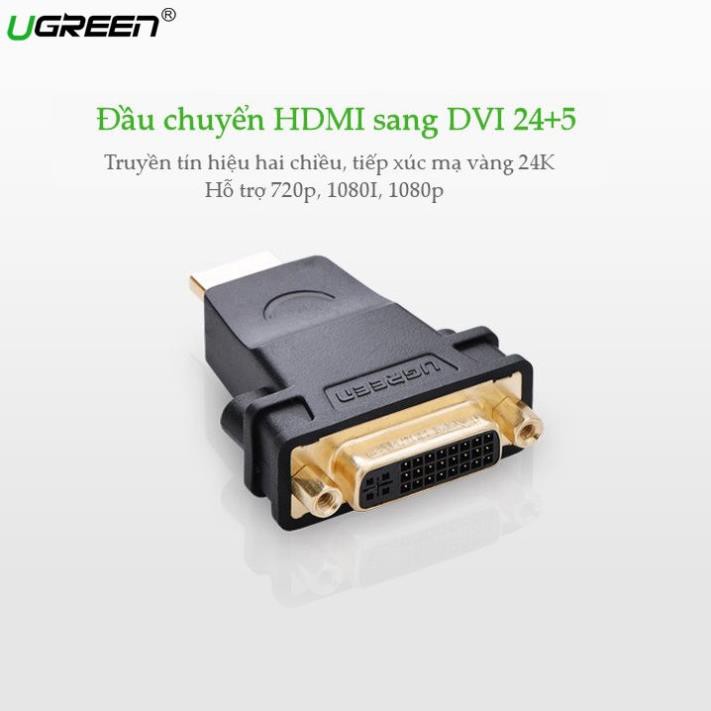 Đầu chuyển đổi HDMI (M) - DVI 24+1 (F) Ugreen 20123 hỗ trợ 2 chiều cao cấp