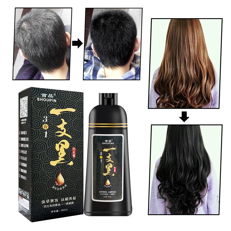 Natural Plant Black Hair Shampoo Permanent Black Hair Color Cover White Hair  Coloring Ammonia Free | Shopee Việt Nam