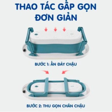 CHẬU TẮM GẤP GỌN CHO BÉ KÈM PHAO TẮM SIZE TO CHO BÉ TỪ SƠ SINH ĐẾN 8 TUỔI, Chậu tắm gấp gọn HANBEI tiết kiệm không gian