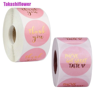 [Takashiflower] 500 Miếng Dán Cảm Ơn Màu Hồng Nhãn Kraft Nhãn Dán Văn Phòng Phẩm Nhãn Dán