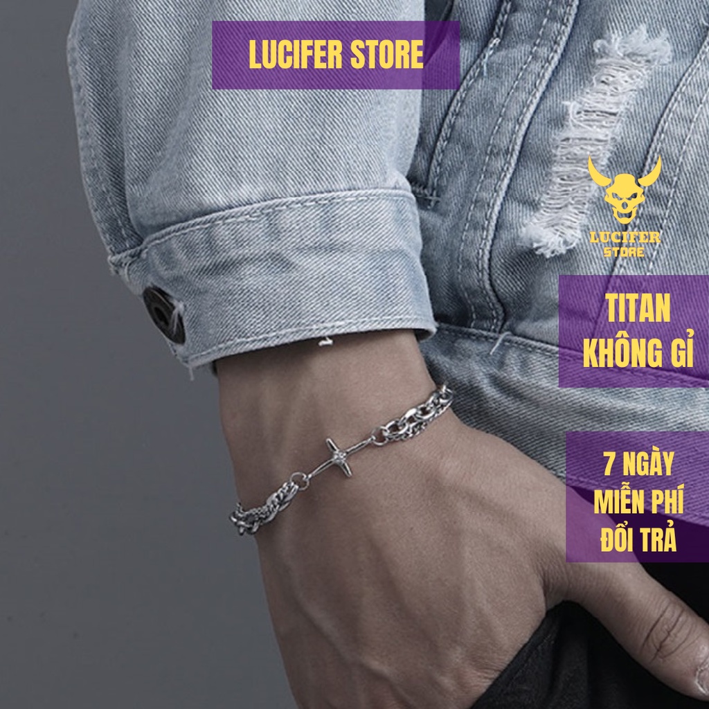 Vòng Tay Bạc Nam cá tính Enchanted Unisex Titan không gỉ Đẹp Ngầu  Đơn Giản Lucifer Store Lắc Tay Phong Cách - Enchanted