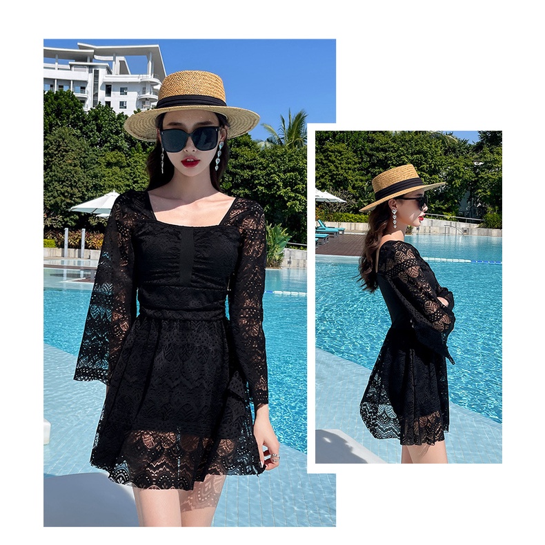 đẹp váy đồ bơi hàn quốc 1 mảnh cho nữ liền thân set học sinh đồ tắm biển nữ đồ đi biển nữ một mảnh sexy hoa kín đáo Bộ Đồ Bơi Một Mảnh Tay Dài Chống Nắng Thời Trang Mùa Hè Dành Cho Nữ