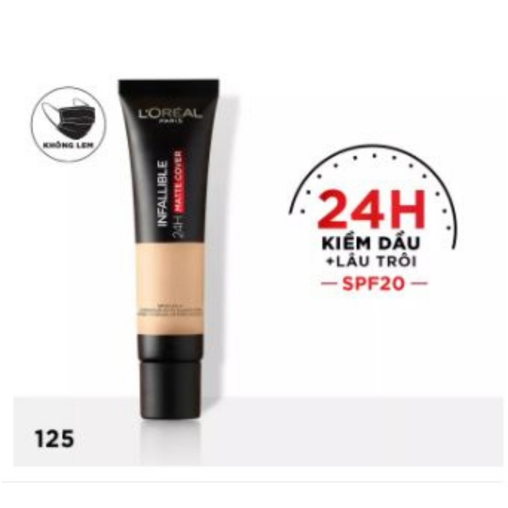 Kem nền Kiềm dầu lâu trôi L’Oreal Paris Infallible 24H MATTE COVER SPF20 35ml – #125