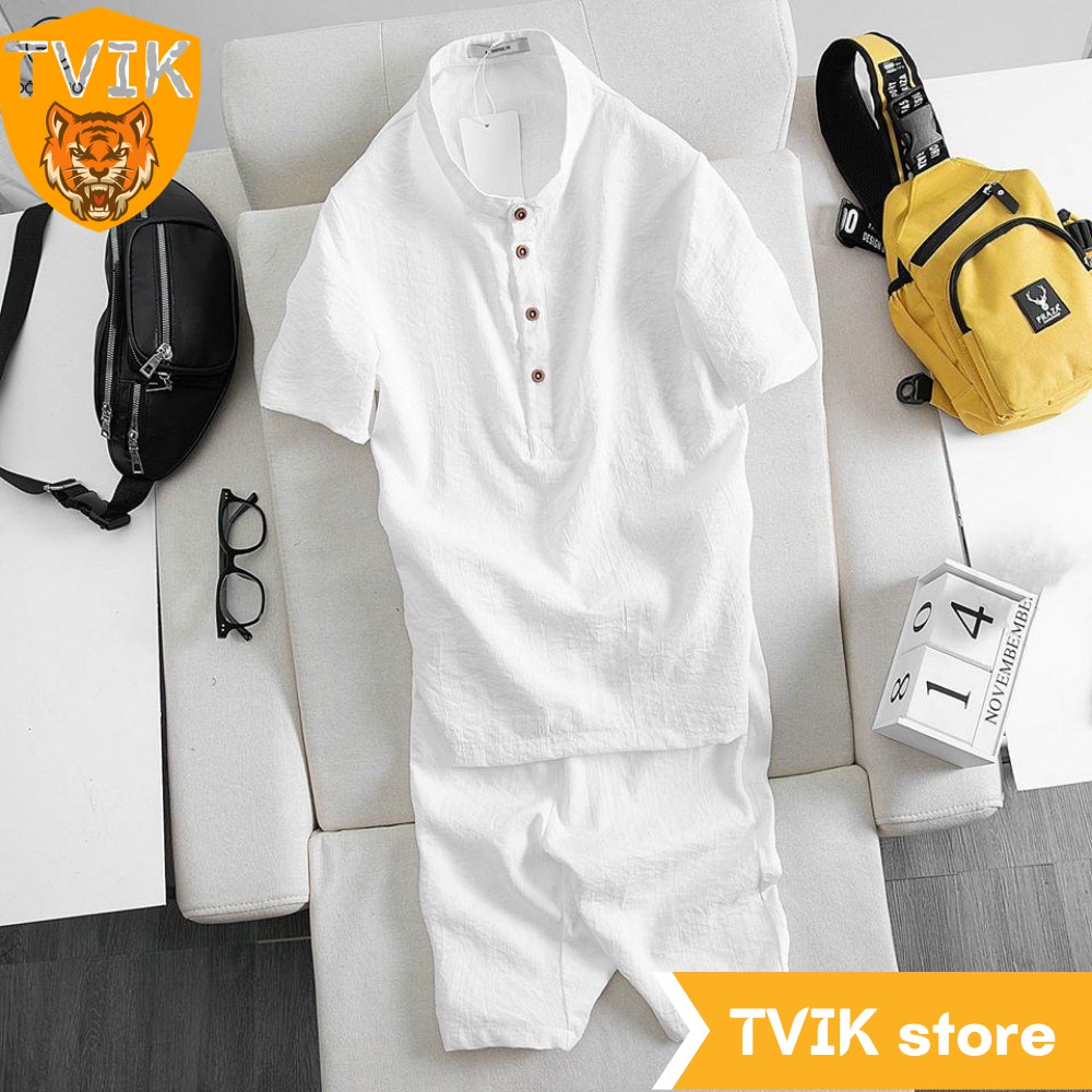 Bộ quần áo đũi cộc nam Tvik, Romhear chính hãng chất đũi thái mặc nhẹ thoáng mát - 3BĐCR | BigBuy360 - bigbuy360.vn