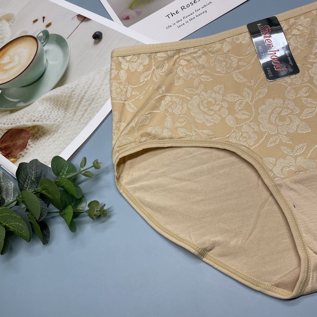 Quần lót nữ bigsize co giãn in hoa bóng , quần lót cotton pha thun dành cho người mông to 120 cm 731
