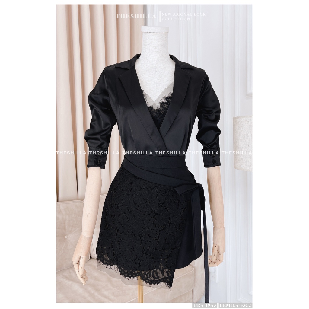 Váy thiết kế cao cấp màu đen set quần vạt đắp chéo áo lụa [ Có video + Ảnh thật ] The Shilla - Lemila-53C2