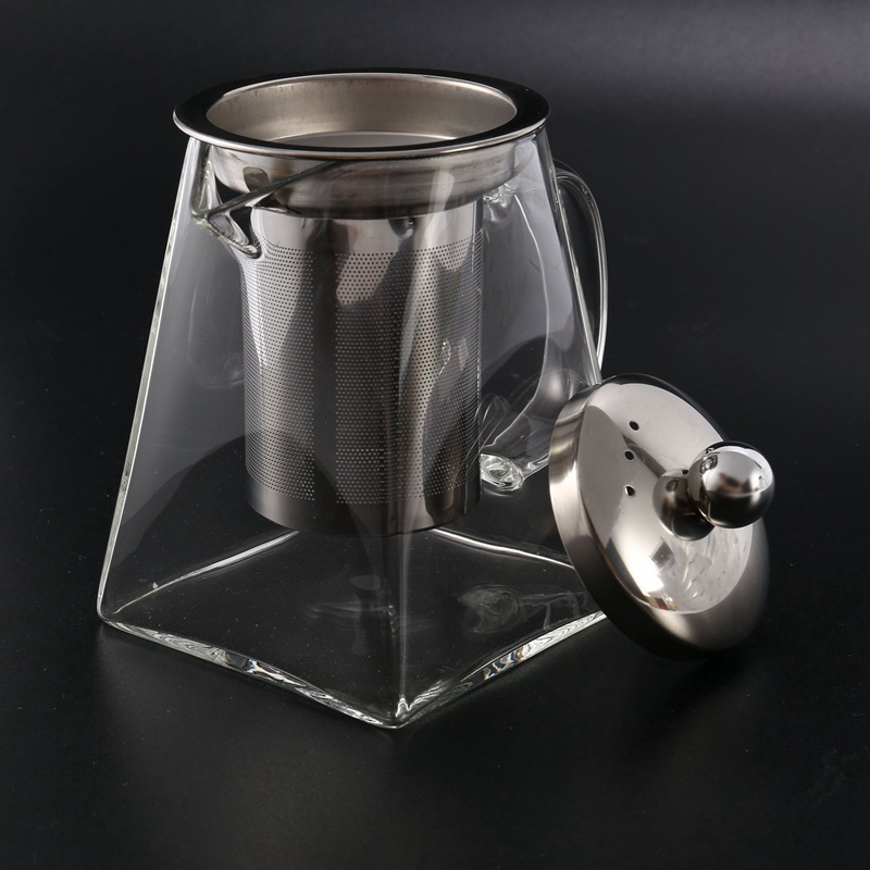 Ấm Trà Bằng Thủy Tinh Hình Vuông Dung Tích 550Ml Có Đồ Lọc Tiện Dụng