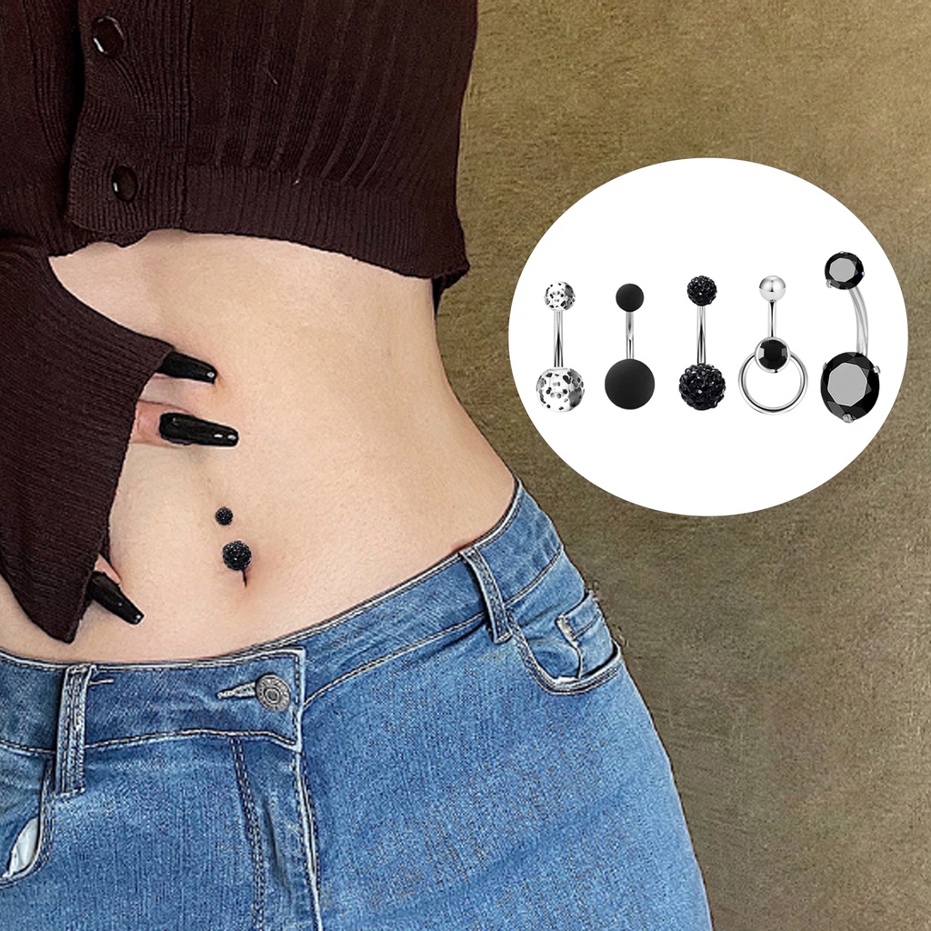 Set 5 Khuyên Rốn Đính Đá Thời Trang Cho Nữ