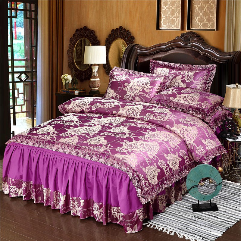 European jacquard bed 4 mảnh cưới 1,8m2.0 mét chăn ga gối đệm đơn giả cotton 100%