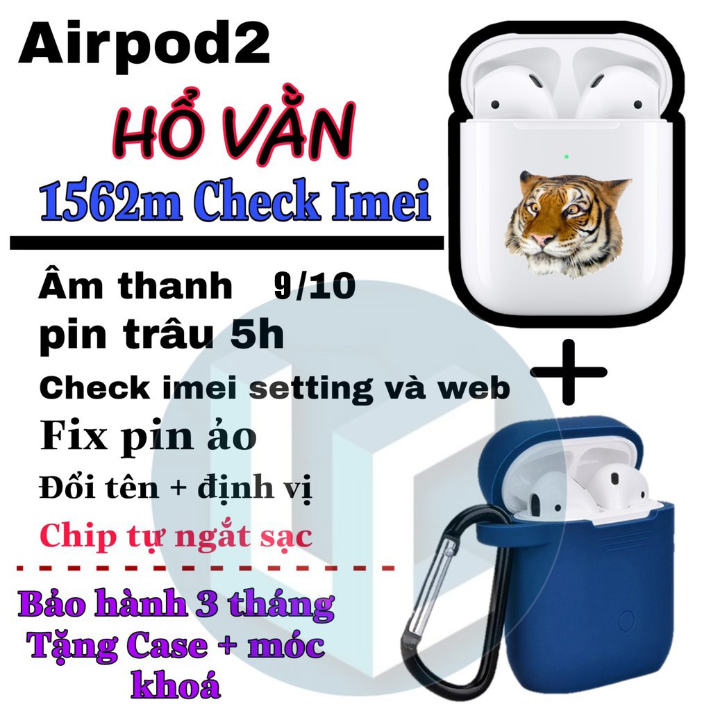 [ Airpods 2 ] Tai Nghe Airpods 2 Bluetooth 5.0 Bản 1562M, Hổ vằn Nguyên Seal - Pin 5H | Dùng cho cả android và ios | BigBuy360 - bigbuy360.vn