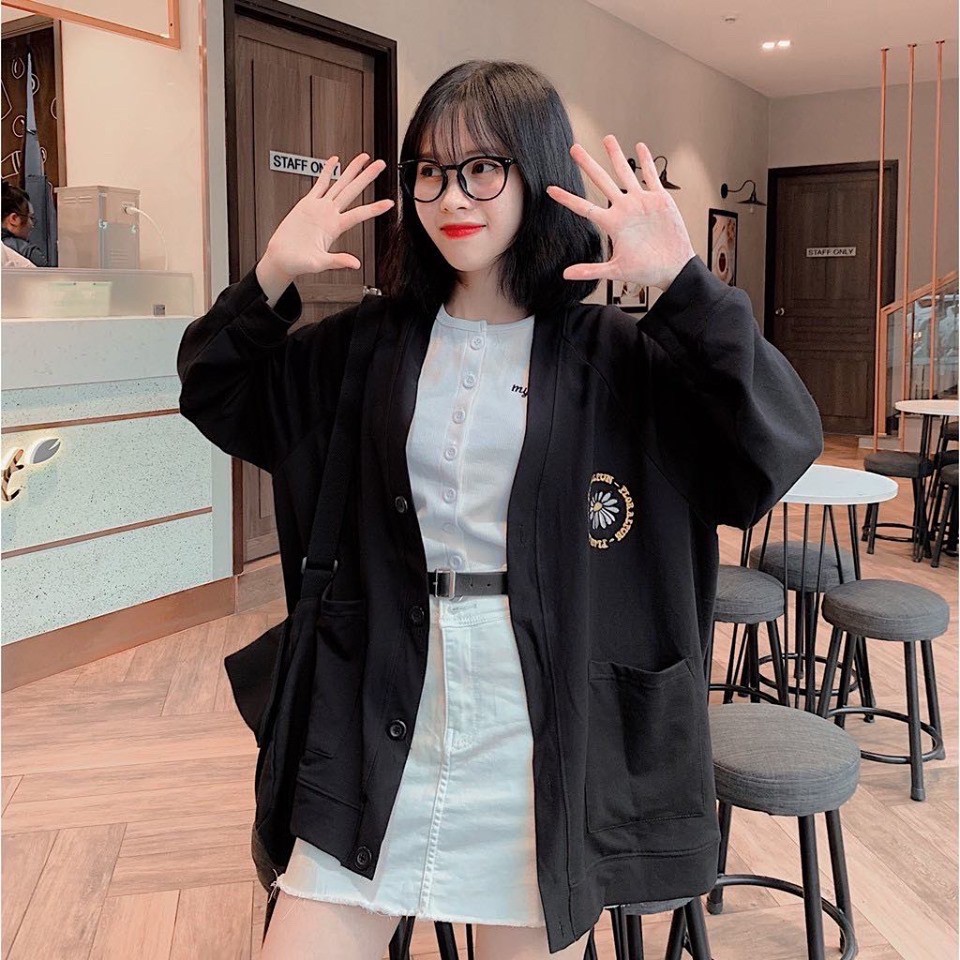 [HÌNH THẬT] Áo Khoác Cardigan Nữ Hàn Quốc FLORAL FUN Thêu Hoa Unisex, Áo Khoác Nhẹ Thu Đông