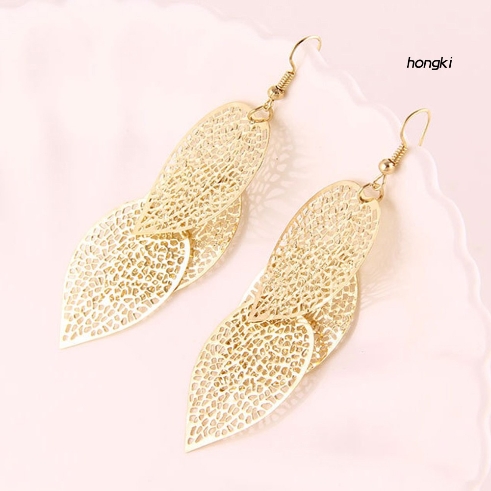 Khuyên Tai Dáng Dài Mặt Hình Chiếc Lá Thời Trang Dành Cho Nữ