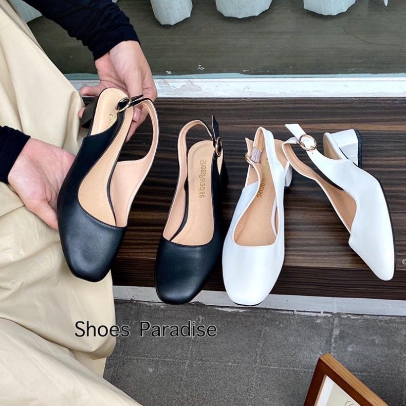 Giày Cao Gót Mũi Vuông Bít Mũi Đế Vuông Cao 3F Shoes Paradise BBMVKT BBi