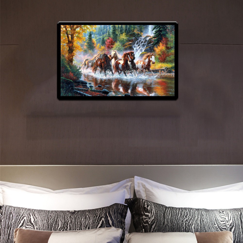 Bộ dụng cụ làm tranh đính đá thủ công hình đàn ngựa phi nước đại | BigBuy360 - bigbuy360.vn