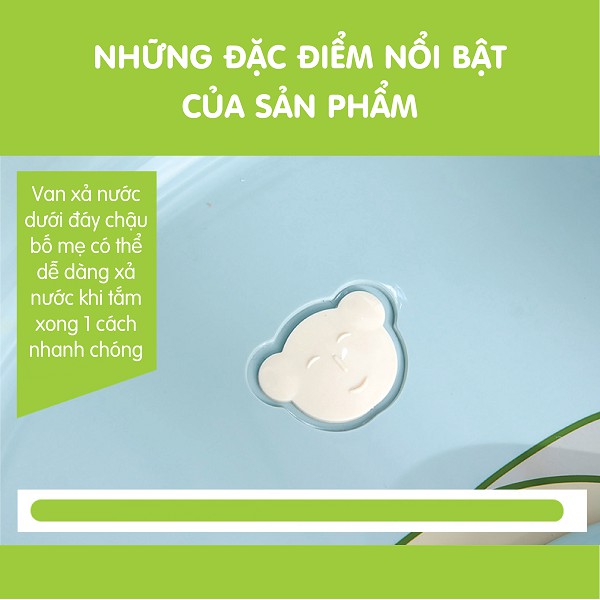 CHẬU TẮM ẾCH CON NHỰA VIỆT NHẬT CHO BÉ CHẬU TẮM HÌNH ELIP SÂU LÒNG CÓ LƯỚI TỰA GỘI ĐẦU