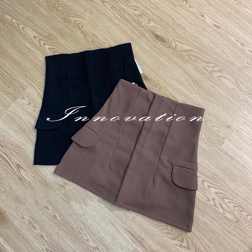 Chân váy chữ A cạp lưng cao ôm eo, Váy 2 túi sườn tôn dáng có lót trong TAN125