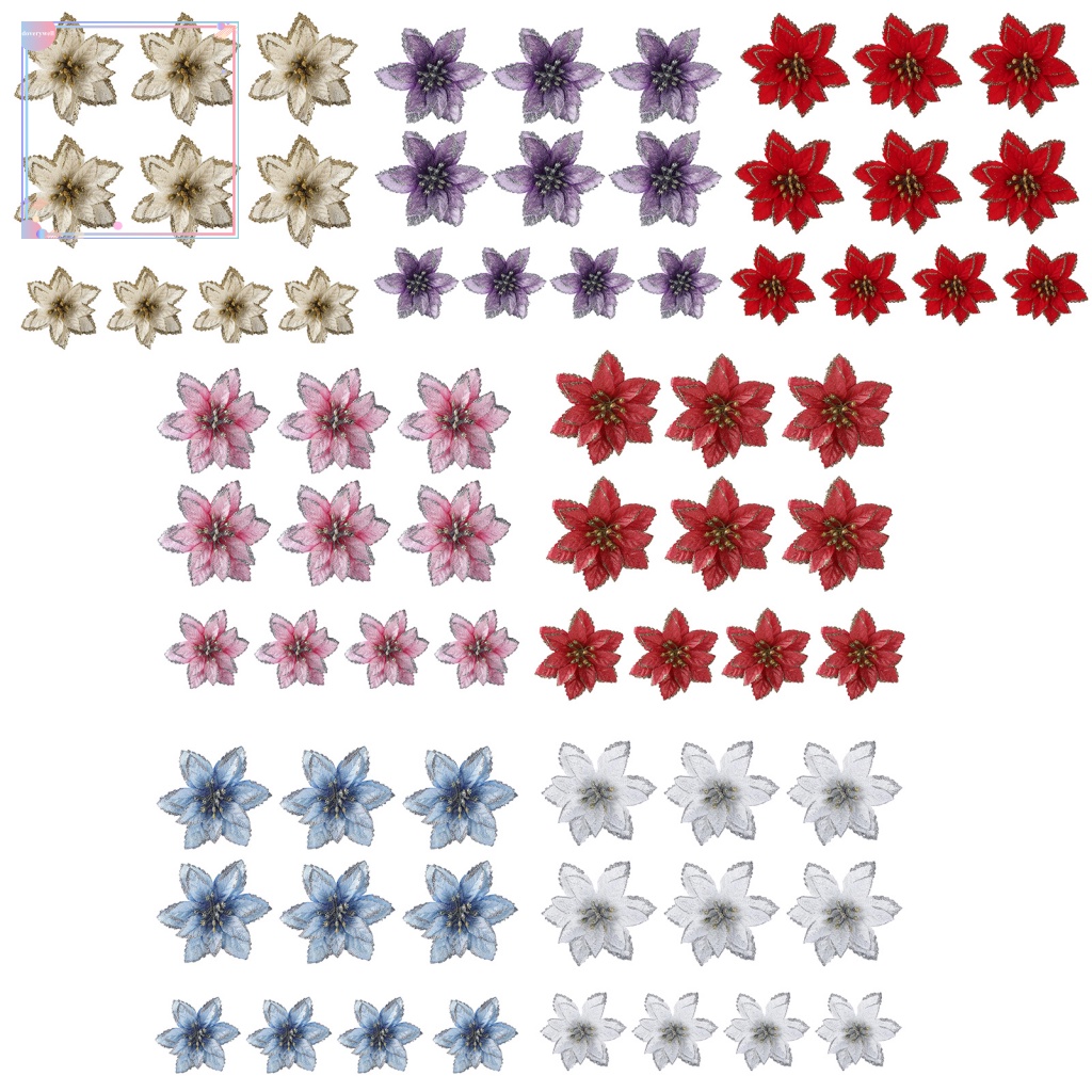 Bộ 10 Bông Hoa Giả Màu Sắc Tươi Sáng Dùng Trang Trí