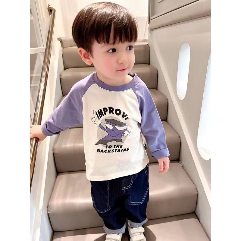 [Babycat] Hàng Có Sẵn Áo Thun Cotton Raglan Tay Dài Siêu Mềm Phong Cách Nhật Bản Hàn Quốc Mới 2022 Mùa Xuân Cho Bé Trai
