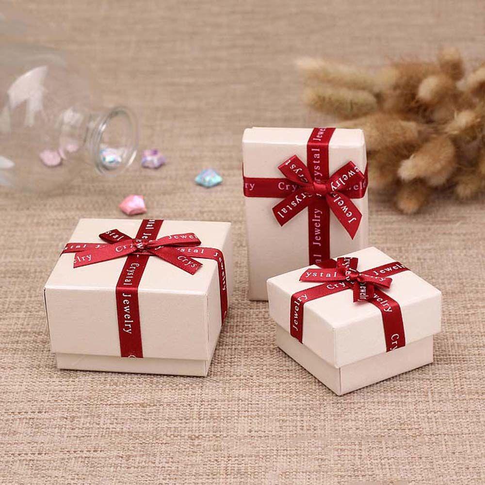 DANILO 1 Hộp Quà Đựng Trang Sức Có Nơ Màu Sắc Be