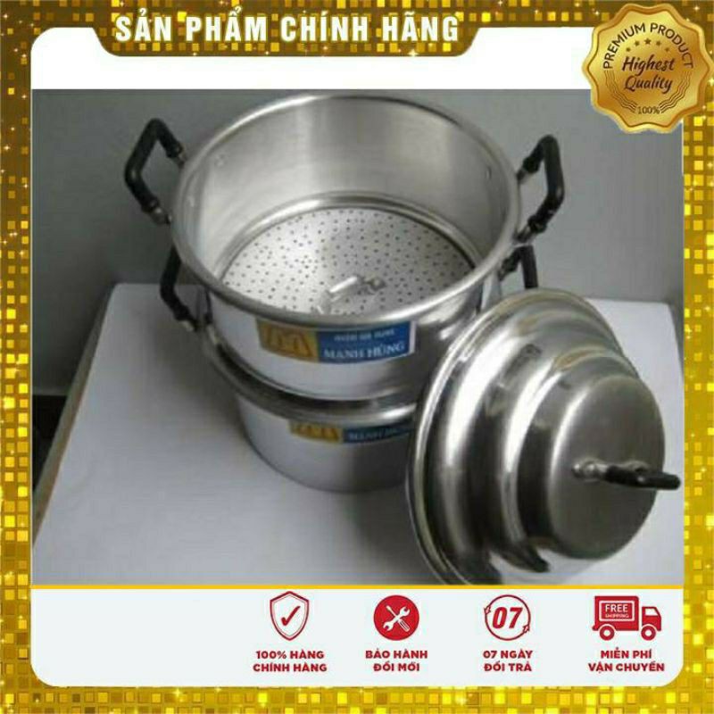 Chõ hấp xôi nhôm Mạnh Hùng size 32 đồ 5_7kg gao ,chõ đồ xôi,  bánh ,rau ,củ quả