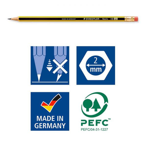 Bút chì STAEDTLER NORIS 122 HB có tẩy hàng chính hãng
