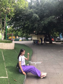 [Ảnh thật/Video] Quần ống rộng màu tím