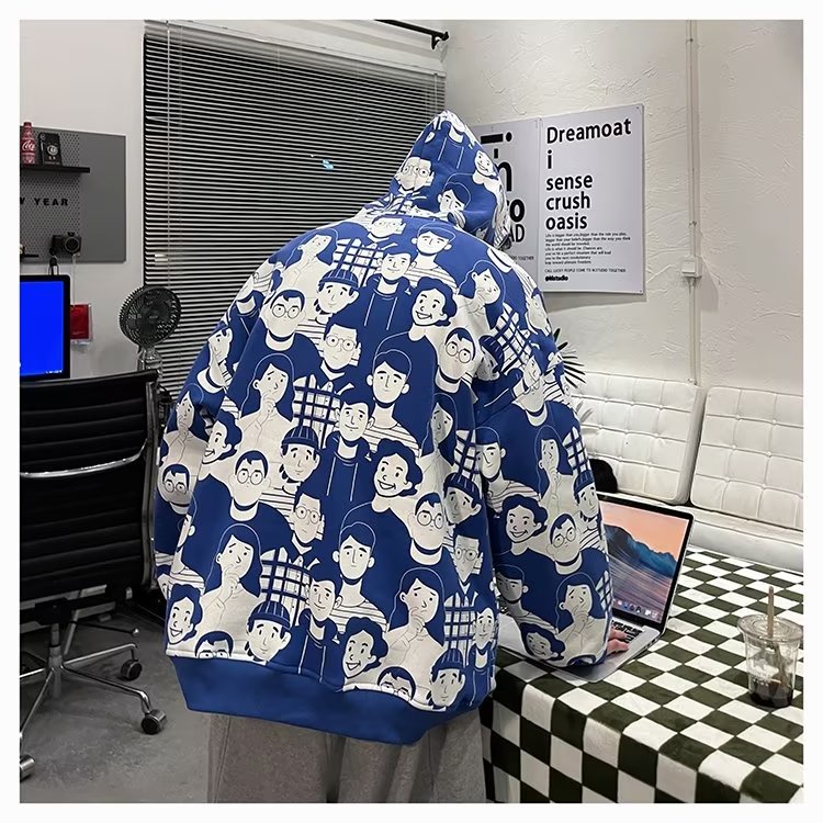 Áo Hoodie Nam Tay Dài In Hình Chân Dung Hoạt Hình Size M-7XL
