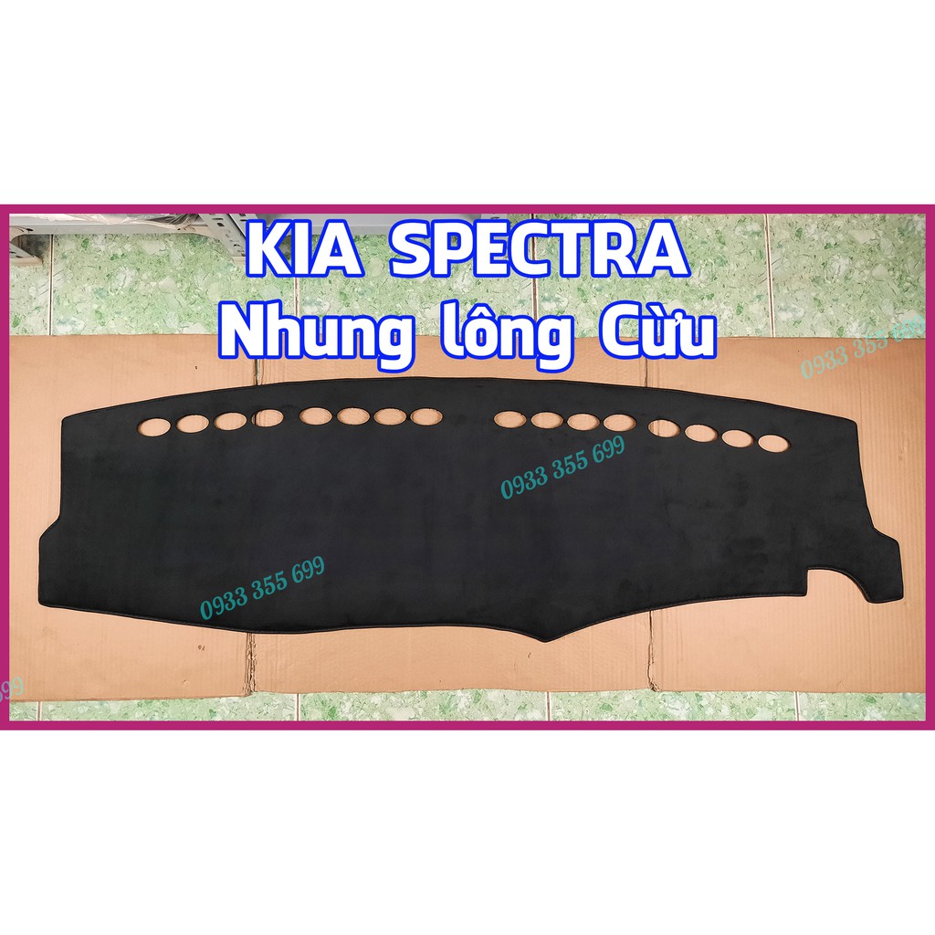 Thảm Taplo KIA SPECTRA bằng Nhung lông Cừu, Da vân Carbon, Da vân Gỗ 2003 2004 2005 2006