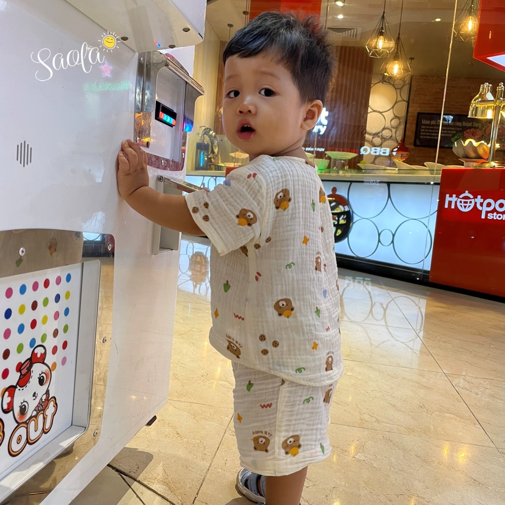 Bộ Áo Quần Cho Bé Trai/ Bé Gái Chất Liệu Muslin Thoáng Mát Mặc Hè -  BRAUN SET - SEM005 - SAOLA KIDS CLOTHING