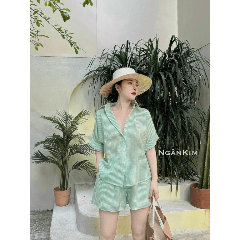 Sét Bộ Đi Chơi 2 Món Áo Ngắn Tay Kết Hợp Quần Đùi Chất Kate Xốp Mát Phù Hợp Đi Chơi, Mặc Nhà, Du Lịch Thời Trang Mới [NE