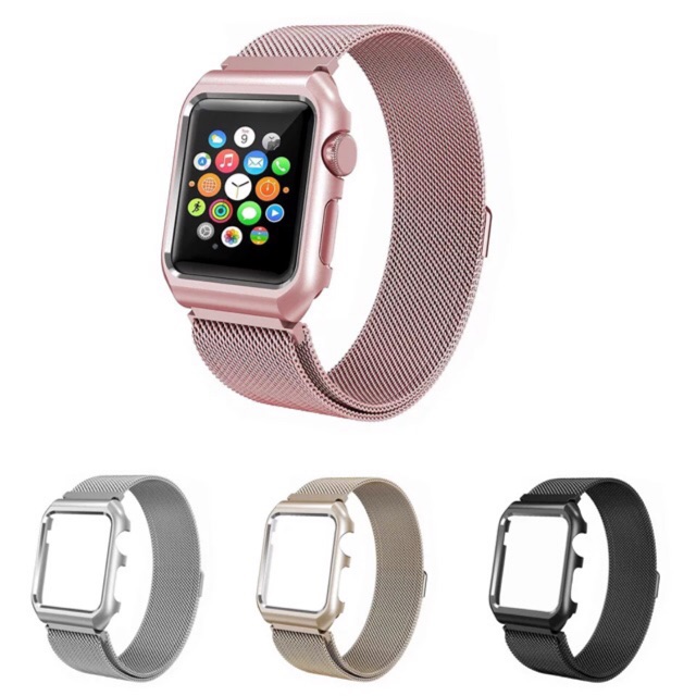 Dây applewatch milan kèm khung bảo vệ chống xước, chống va đập