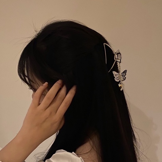 Kẹp Tóc Dây Xích Kim Loại Ba Chiều Hình Bướm Phong Cách Hàn Quốc Thanh Lịch
