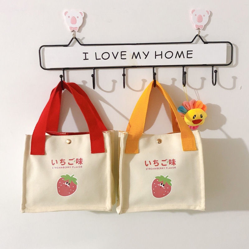 Túi Tote Vải Canvas Mini Đựng Hộp Cơm Trưa Thiết Kế Dễ Thương Cho Nữ Sinh