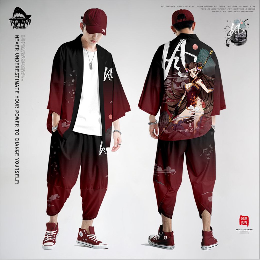 Set đồ Haori nam Kimono Yunhe Jiuxiao phong cách Nhật Bản siêu chất BSK03