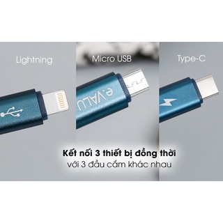 Cáp 3 đầu Lightning Type C Micro 1m eValu Spanker B 2