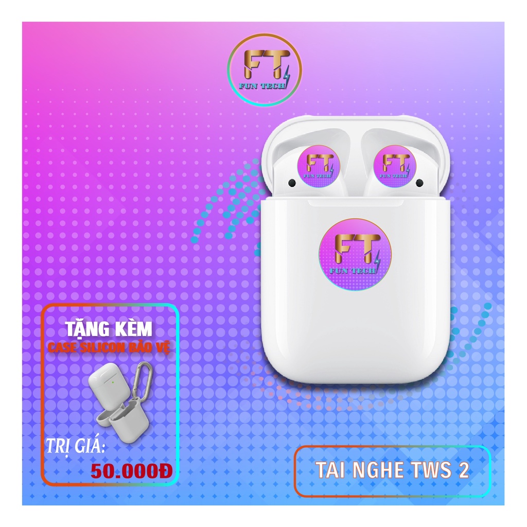Tai nghe Bluetooth, TWS 2, bản cao cấp nhất, đổi tên,định vị,tháo tai dừng nhạc, kết nối siêu nhạy,Bảo hành 3 tháng