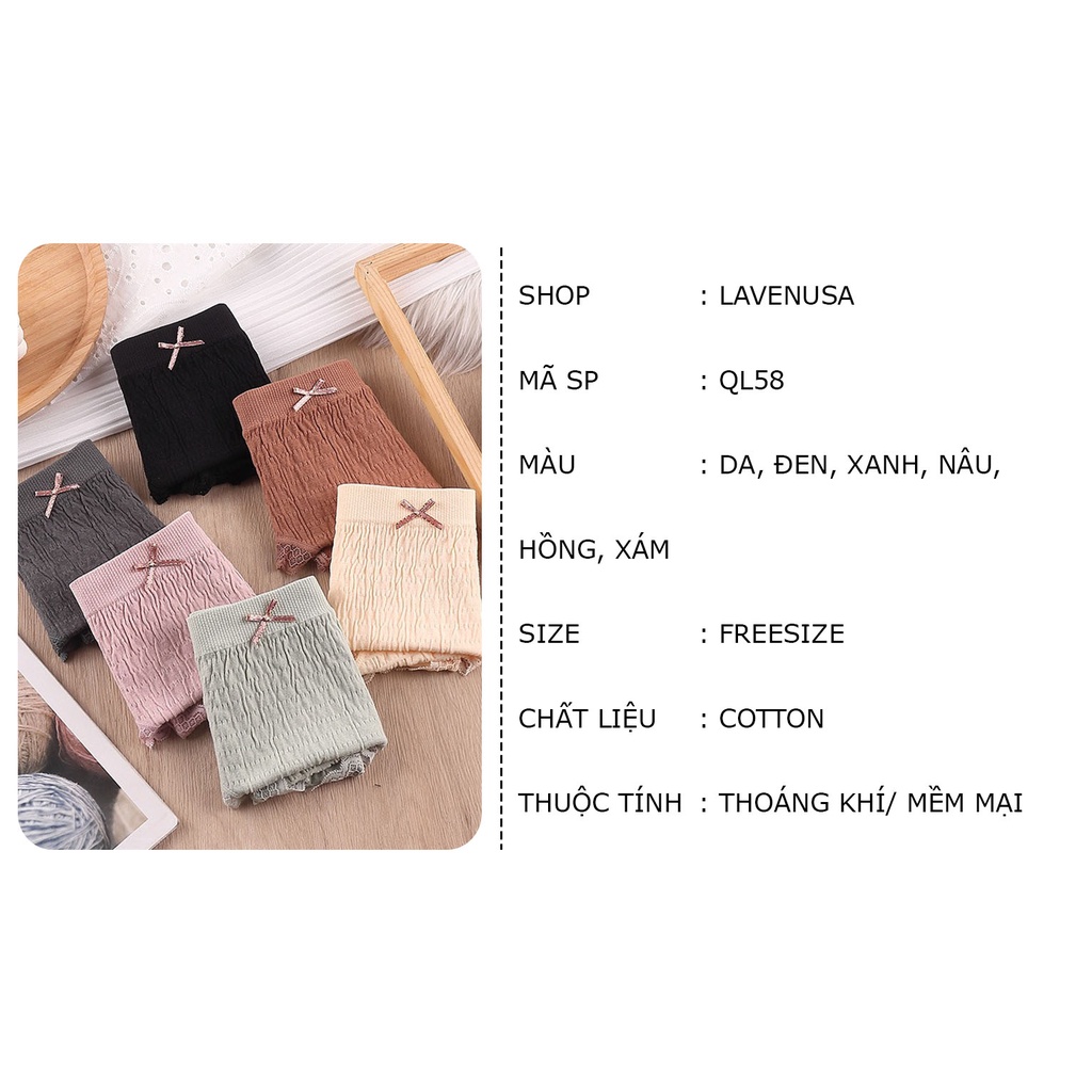 Quần lót Cotton nữ dễ thương mềm mại thoáng khí freesize 40-58kg LAVENUSA QL58