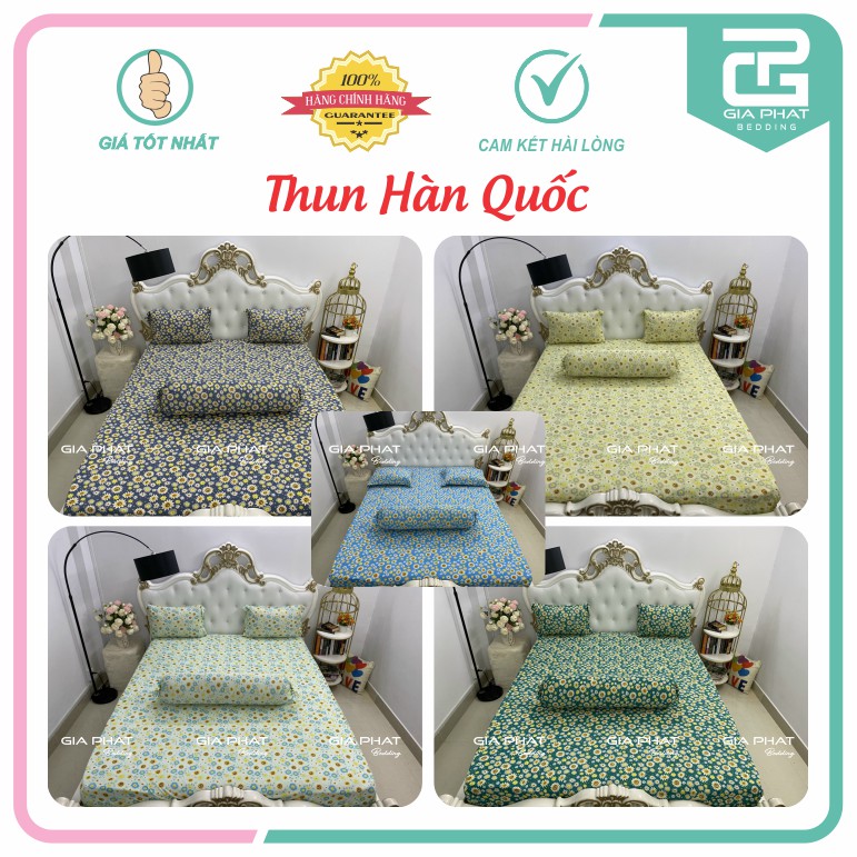 Bộ ga gối Thun Lạnh Hàn Quốc { 4 Món } họa tiết Bông Cúc ( 1 ga bọc + 2 vỏ gối nằm + 1 vỏ gối ôm ) | BigBuy360 - bigbuy360.vn