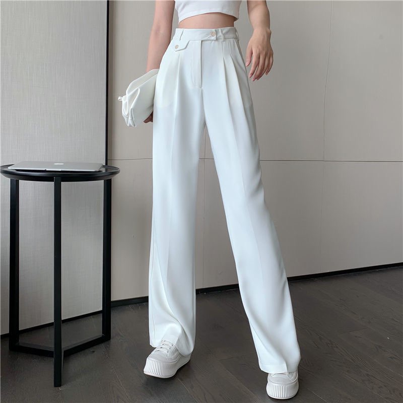 Quần Ống Rộng Nữ Khuy Cài 1 Bên Chất Tuyết Mưa