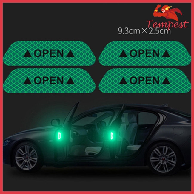 Bộ 4 nhãn dán chữ OPEN phản quang chống trầy xước chống cảnh báo tiện dụng cho xe hơi