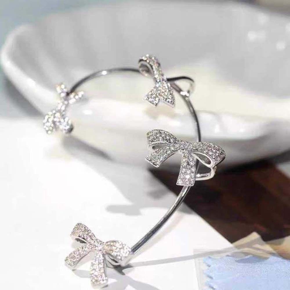 Bông Tai Dạng Kẹp Hình Nơ Bằng Kim Loại Lấp Lánh Sang Trọng MXMUSTY|Khuyên Tai Móc Đính Đá Zircon Thời Trang