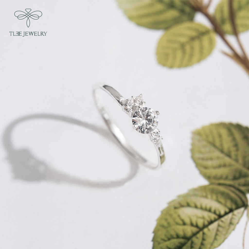 Nhẫn bạc nữ TLEE đính đá chùm 3 viên cách điệu nữ tính NCJ A0209